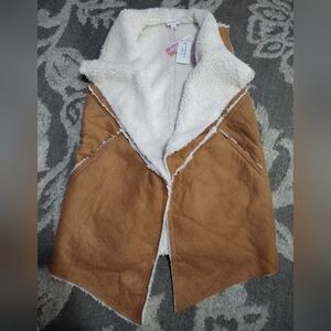 LuLaRoe Tan and Cream Shearling Vest